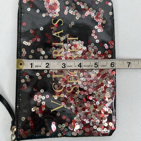 Victorias Secret SEQUINS BLING Carrie All Pouch Wristlet Bag Cosmetic Travel - Picture 8 of 8